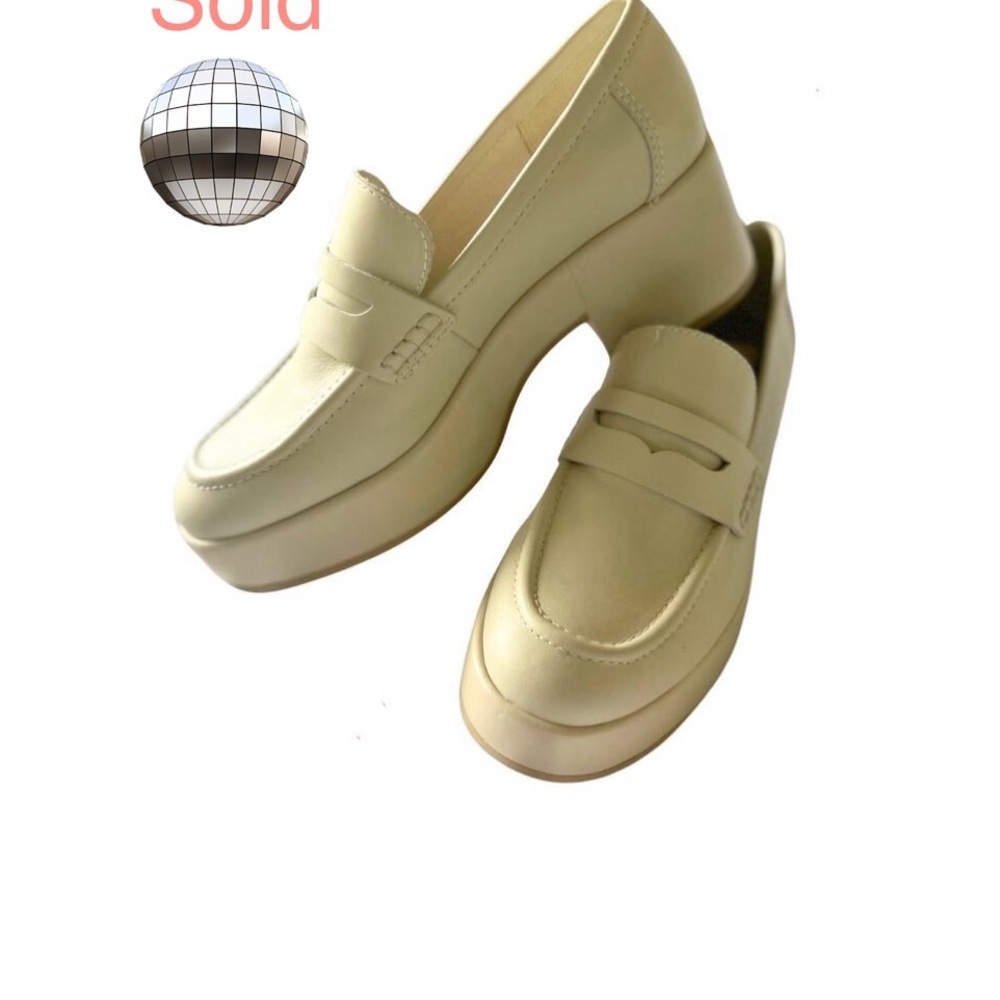New 90's Inspired Ivory/Cream Leather Platform  Loafer